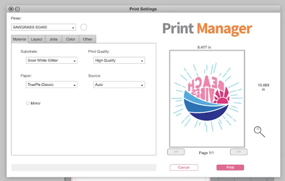 Sawgrass print manager to print on dark, black, and cotton t-shirts