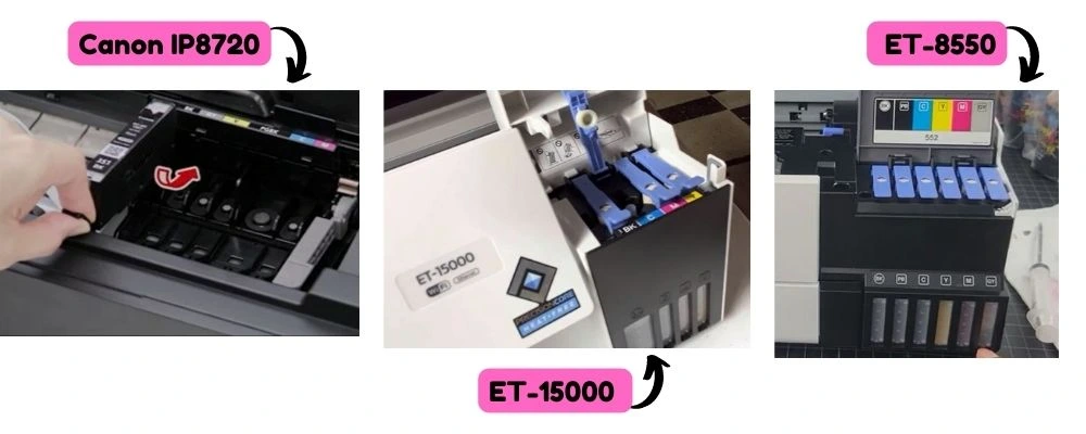 Comparing Canon IP8720 and Epson EcoTank ET-15000 et 8550