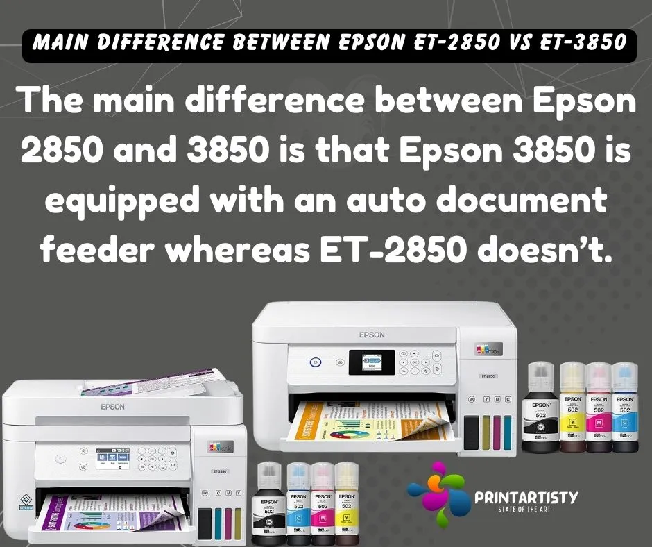 Main Difference Between Epson ET-2850 vs ET-3850
