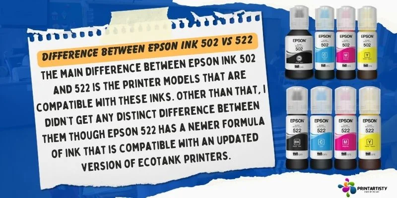 Difference Between Epson Ink 502 vs 522